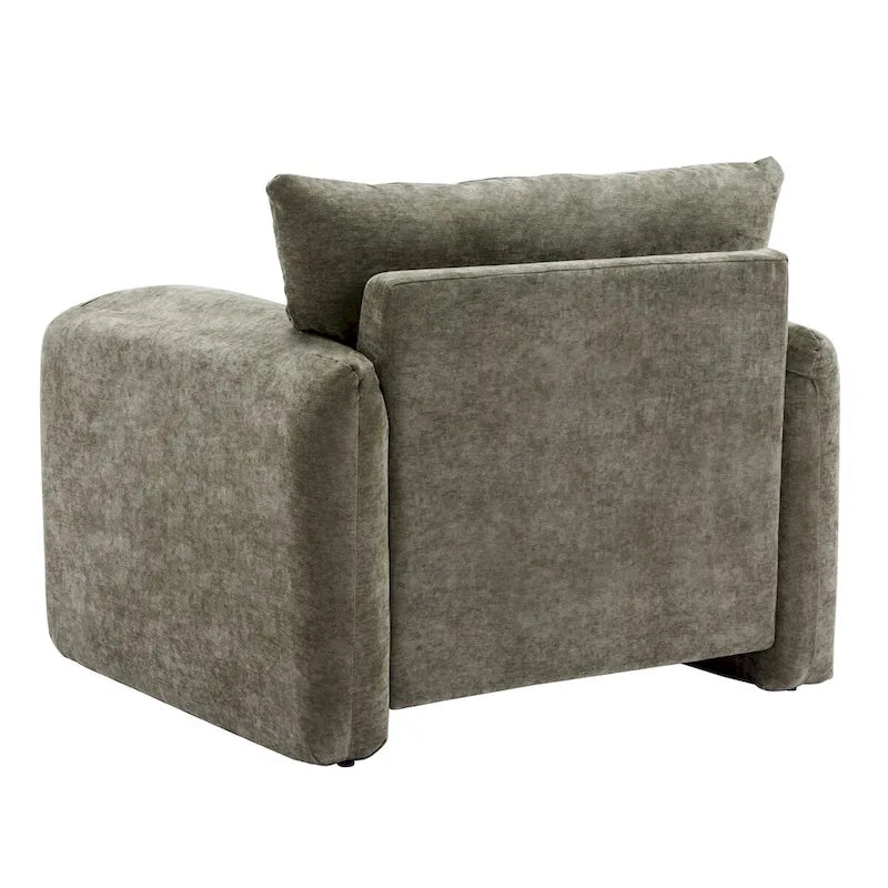 Übergroßer gepolsterter Chenille-Sessel, einzelner Sofa-Akzentsessel mit Armlehnen