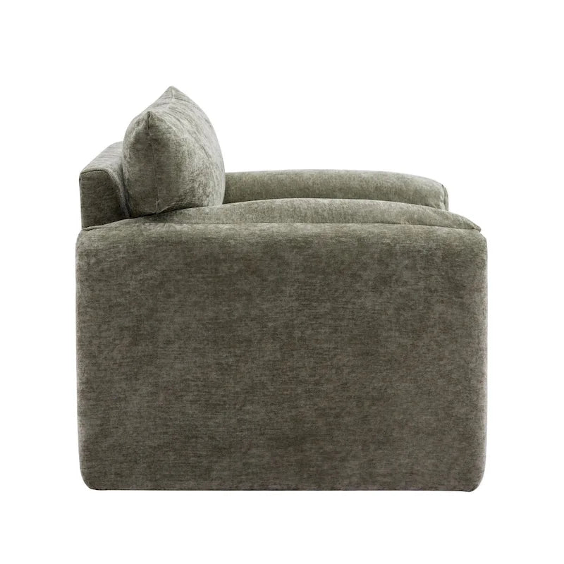 Übergroßer gepolsterter Chenille-Sessel, einzelner Sofa-Akzentsessel mit Armlehnen