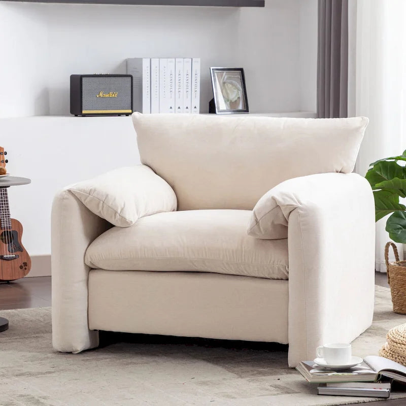 Übergroßer gepolsterter Chenille-Sessel, einzelner Sofa-Akzentsessel mit Armlehnen