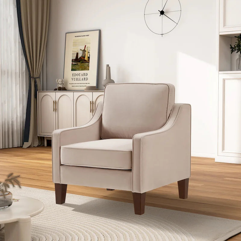Poltrona decorativa moderna imbottita in velluto, divanetto singolo