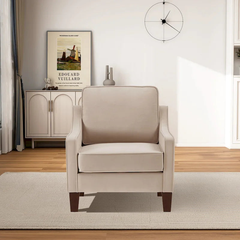 Poltrona decorativa moderna imbottita in velluto, divanetto singolo