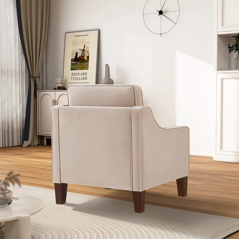 Poltrona decorativa moderna imbottita in velluto, divanetto singolo