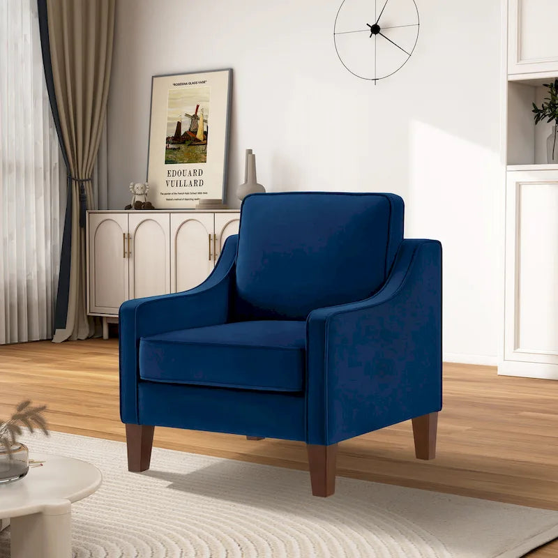 Poltrona decorativa moderna imbottita in velluto, divanetto singolo