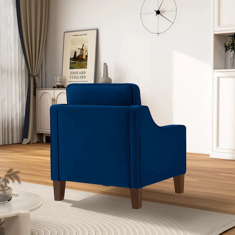 Poltrona decorativa moderna imbottita in velluto, divanetto singolo
