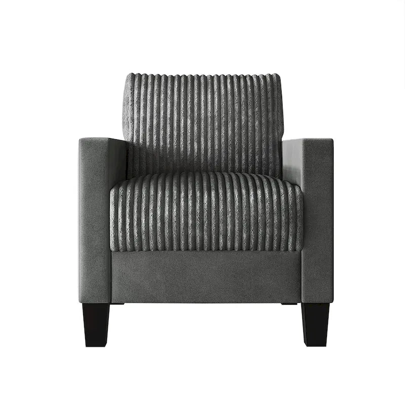 CraftPorch gerippter, gepolsterter Samt-Armlehnstuhl im Mid-Century-Stil