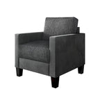 CraftPorch gerippter, gepolsterter Samt-Armlehnstuhl im Mid-Century-Stil