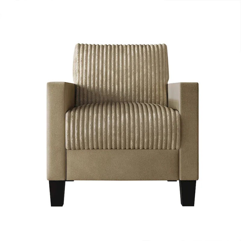 CraftPorch gerippter, gepolsterter Samt-Armlehnstuhl im Mid-Century-Stil