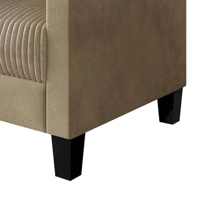 CraftPorch gerippter, gepolsterter Samt-Armlehnstuhl im Mid-Century-Stil