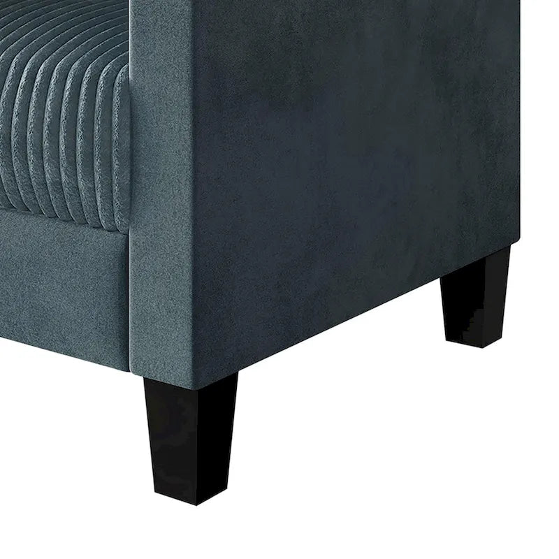 CraftPorch gerippter, gepolsterter Samt-Armlehnstuhl im Mid-Century-Stil