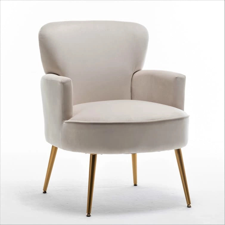 Sillón decorativo moderno de terciopelo con patas de metal dorado, tapizado, de US Pride Furniture