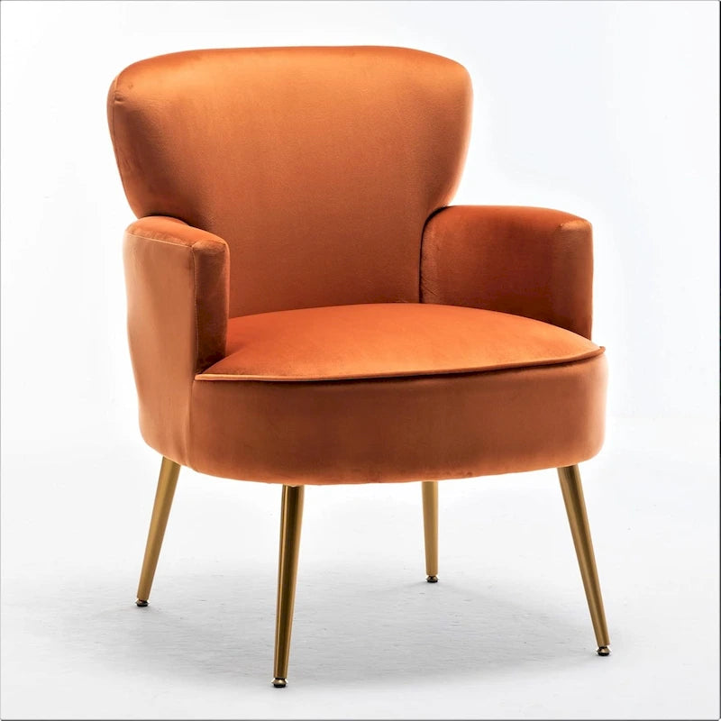 Sillón decorativo moderno de terciopelo con patas de metal dorado, tapizado, de US Pride Furniture