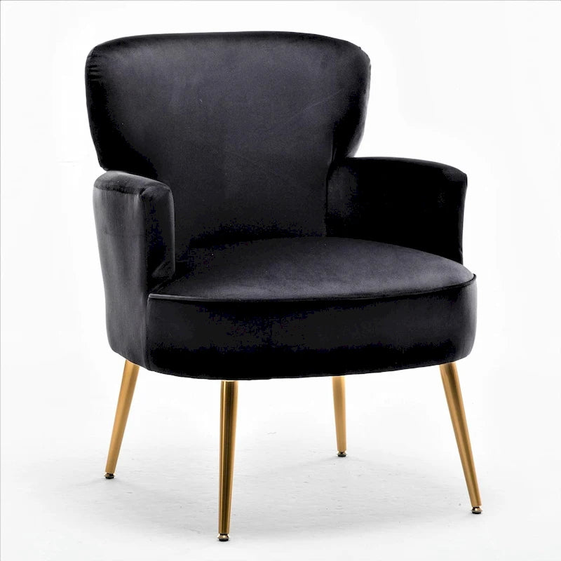 Sillón decorativo moderno de terciopelo con patas de metal dorado, tapizado, de US Pride Furniture