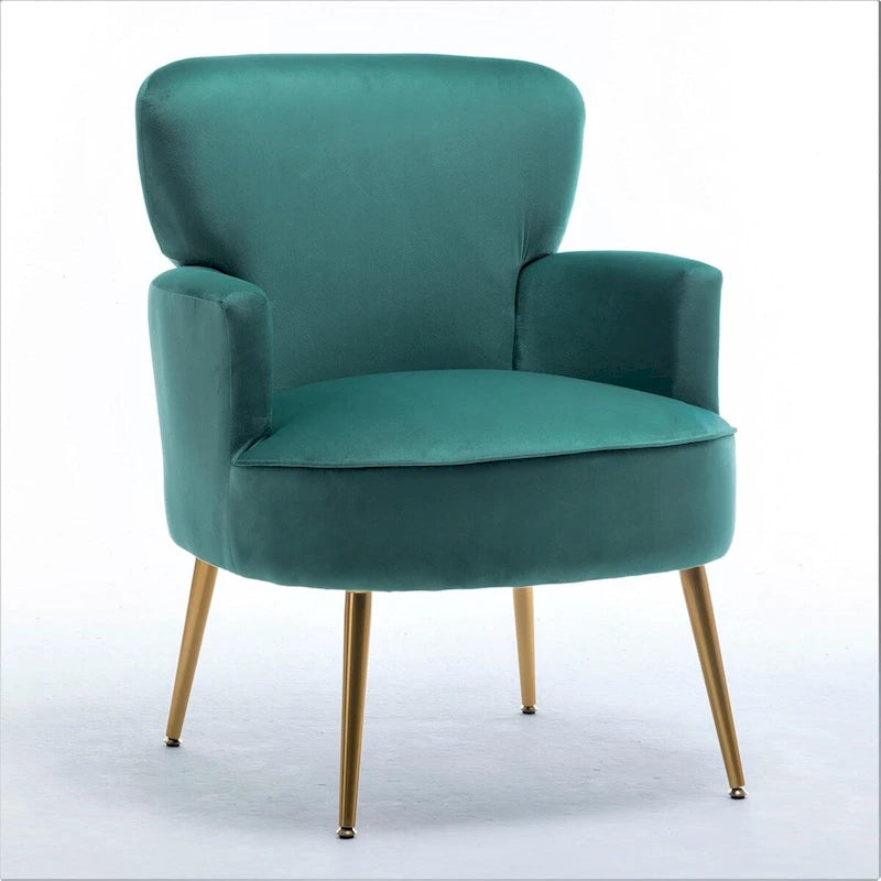 Sillón decorativo moderno de terciopelo con patas de metal dorado, tapizado, de US Pride Furniture