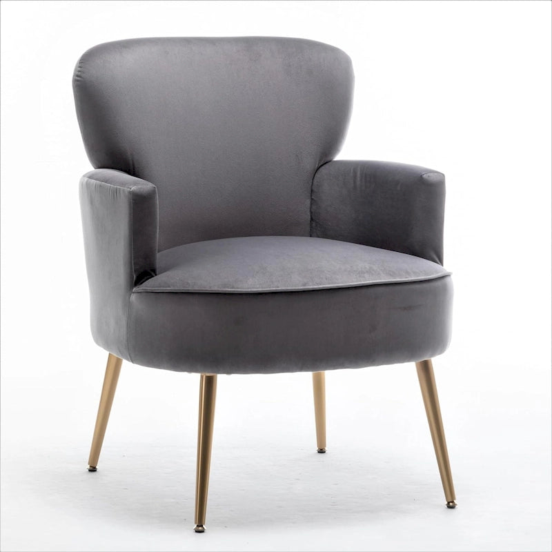 Sillón decorativo moderno de terciopelo con patas de metal dorado, tapizado, de US Pride Furniture