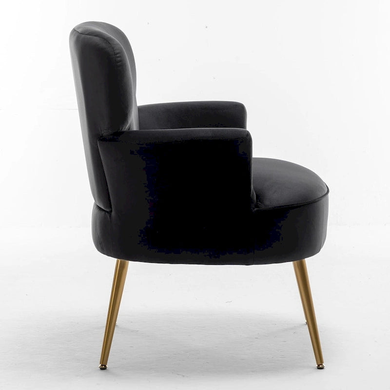 US Pride Furniture Trendy Velvet Accent Chair with Gold Metal Legs Upholstered Armchair