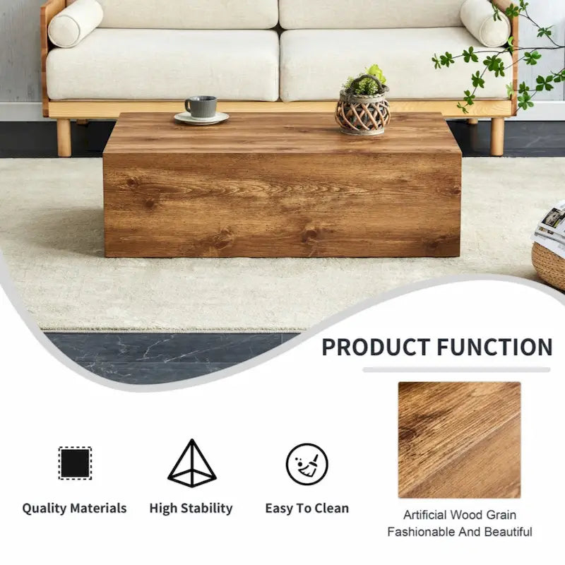 Modern MDF Coffee Table with Wood Texture Pattern