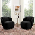 KINWELL 33 W gepolsterter Akzentsessel aus Sherpa-Bouclé-Stoff, drehbar (2er-Set)