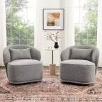 KINWELL 33 W gepolsterter Akzentsessel aus Sherpa-Bouclé-Stoff, drehbar (2er-Set)
