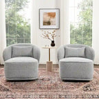 KINWELL 33 W gepolsterter Akzentsessel aus Sherpa-Bouclé-Stoff, drehbar (2er-Set)