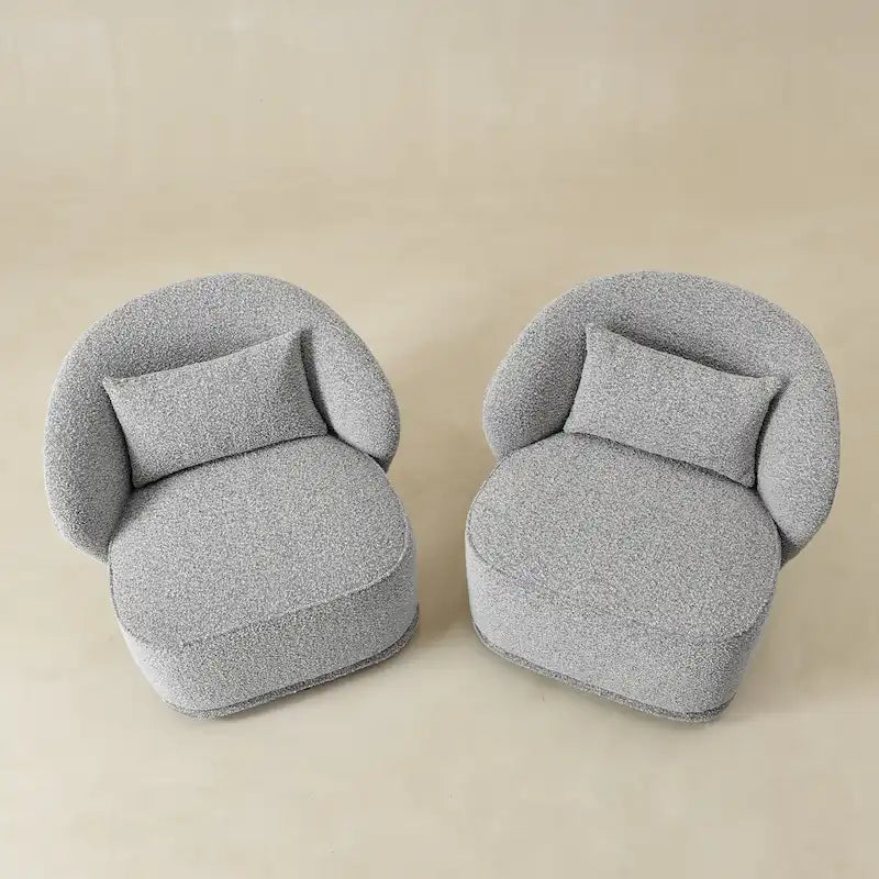 KINWELL 33 W gepolsterter Akzentsessel aus Sherpa-Bouclé-Stoff, drehbar (2er-Set)