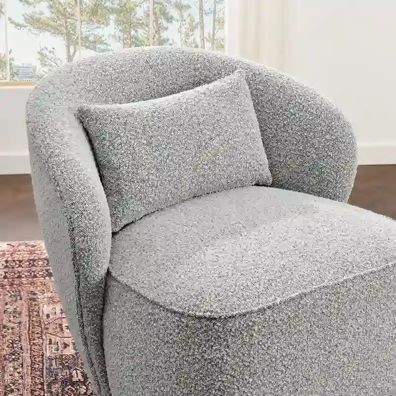 KINWELL 33 W gepolsterter Akzentsessel aus Sherpa-Bouclé-Stoff, drehbar (2er-Set)