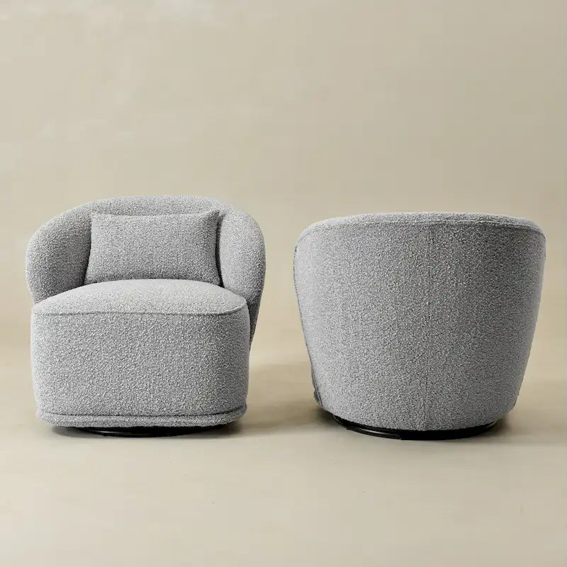 KINWELL 33 W gepolsterter Akzentsessel aus Sherpa-Bouclé-Stoff, drehbar (2er-Set)