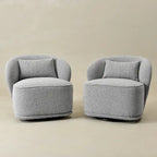 KINWELL 33 W gepolsterter Akzentsessel aus Sherpa-Bouclé-Stoff, drehbar (2er-Set)