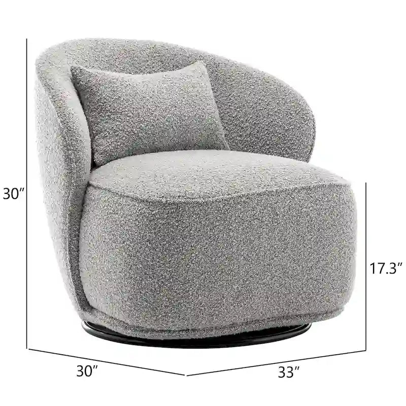 KINWELL 33 W gepolsterter Akzentsessel aus Sherpa-Bouclé-Stoff, drehbar (2er-Set)