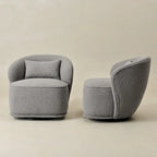 KINWELL 33 W gepolsterter Akzentsessel aus Sherpa-Bouclé-Stoff, drehbar (2er-Set)
