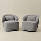 KINWELL 33 W gepolsterter Akzentsessel aus Sherpa-Bouclé-Stoff, drehbar (2er-Set)