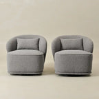 KINWELL 33 W gepolsterter Akzentsessel aus Sherpa-Bouclé-Stoff, drehbar (2er-Set)