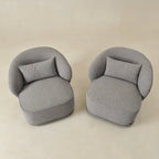 KINWELL 33 W gepolsterter Akzentsessel aus Sherpa-Bouclé-Stoff, drehbar (2er-Set)