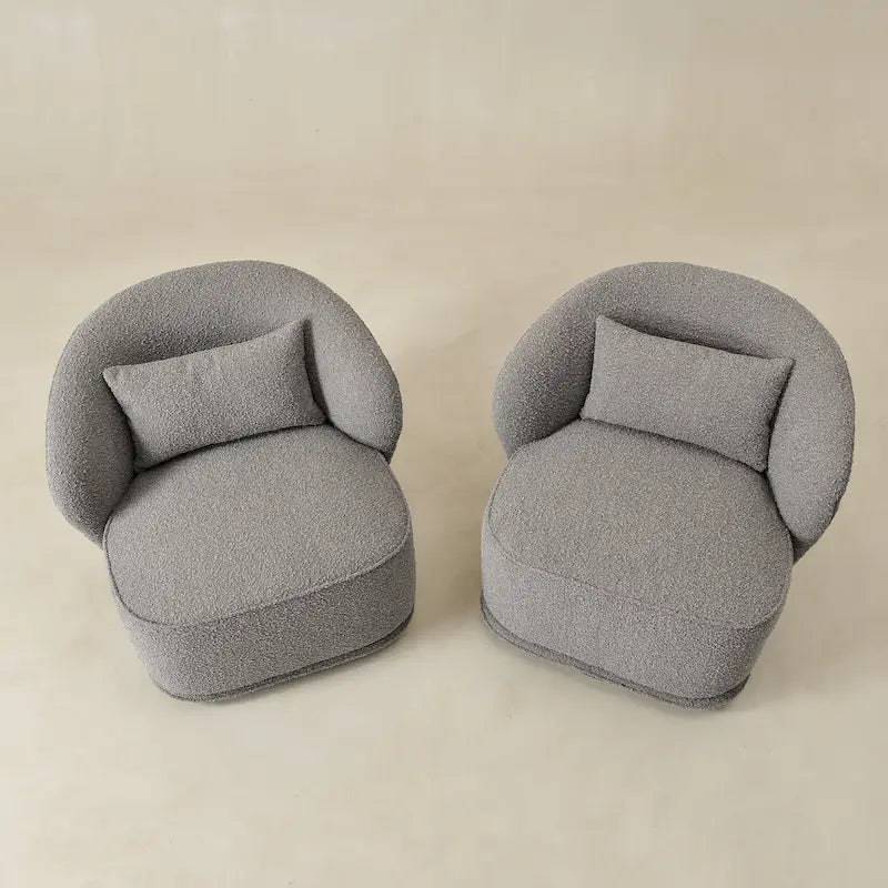 KINWELL 33 W gepolsterter Akzentsessel aus Sherpa-Bouclé-Stoff, drehbar (2er-Set)
