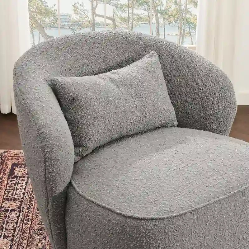 KINWELL 33 W gepolsterter Akzentsessel aus Sherpa-Bouclé-Stoff, drehbar (2er-Set)