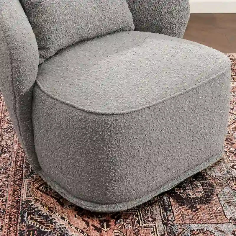 KINWELL 33 W gepolsterter Akzentsessel aus Sherpa-Bouclé-Stoff, drehbar (2er-Set)