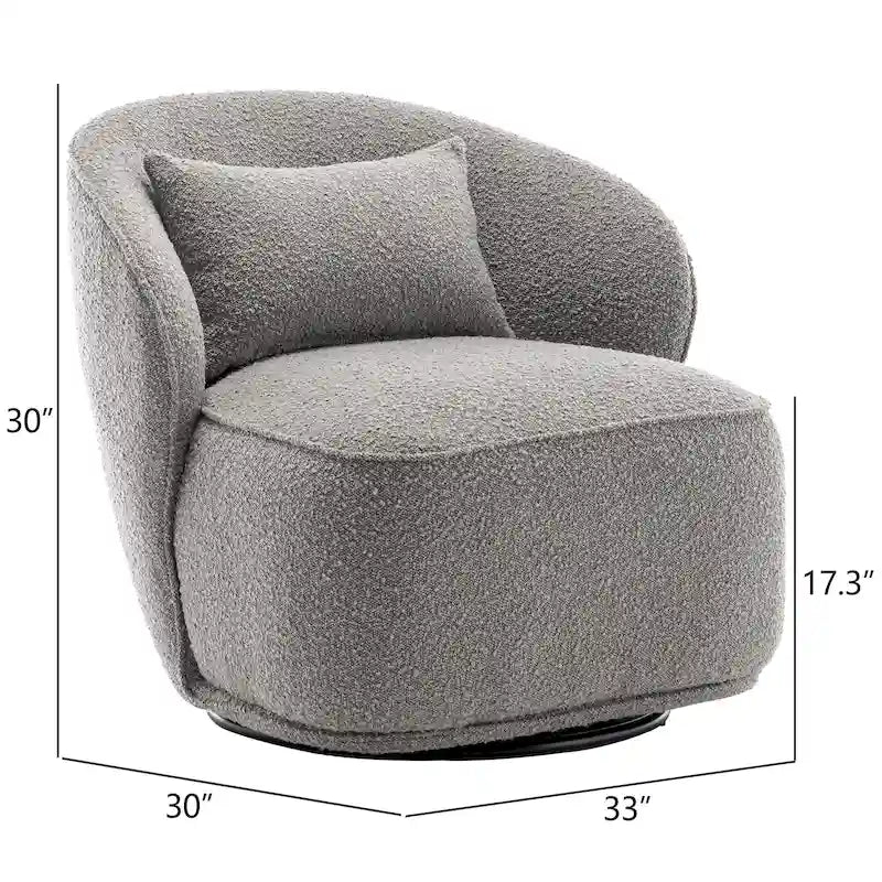 KINWELL 33 W gepolsterter Akzentsessel aus Sherpa-Bouclé-Stoff, drehbar (2er-Set)