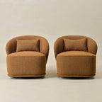 KINWELL 33 W gepolsterter Akzentsessel aus Sherpa-Bouclé-Stoff, drehbar (2er-Set)