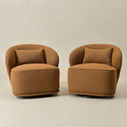 KINWELL 33 W gepolsterter Akzentsessel aus Sherpa-Bouclé-Stoff, drehbar (2er-Set)
