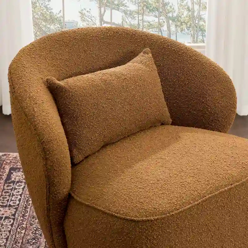 KINWELL 33 W gepolsterter Akzentsessel aus Sherpa-Bouclé-Stoff, drehbar (2er-Set)