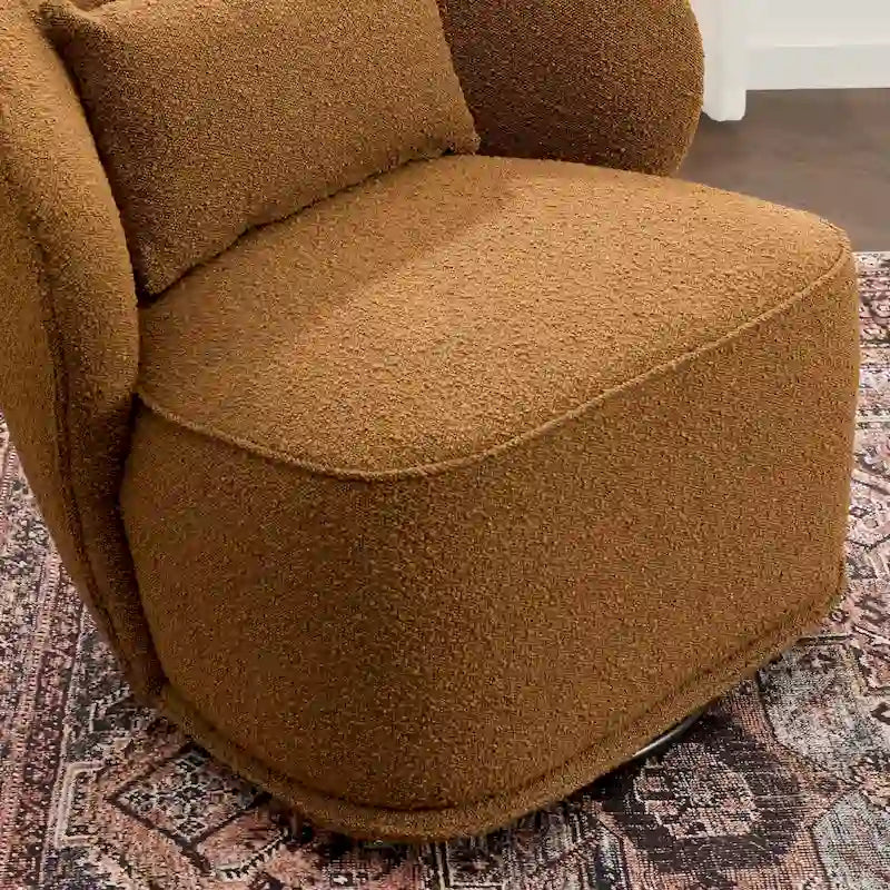 KINWELL 33 W gepolsterter Akzentsessel aus Sherpa-Bouclé-Stoff, drehbar (2er-Set)