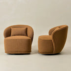 KINWELL 33 W gepolsterter Akzentsessel aus Sherpa-Bouclé-Stoff, drehbar (2er-Set)