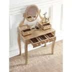 Roundhill Furniture Ashley fa sminkasztal- és zsámolykészlet, aranyszínű