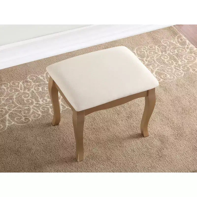 Roundhill Furniture Ashley fa sminkasztal- és zsámolykészlet, aranyszínű