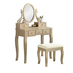 Roundhill Furniture Ashley fa sminkasztal- és zsámolykészlet, aranyszínű
