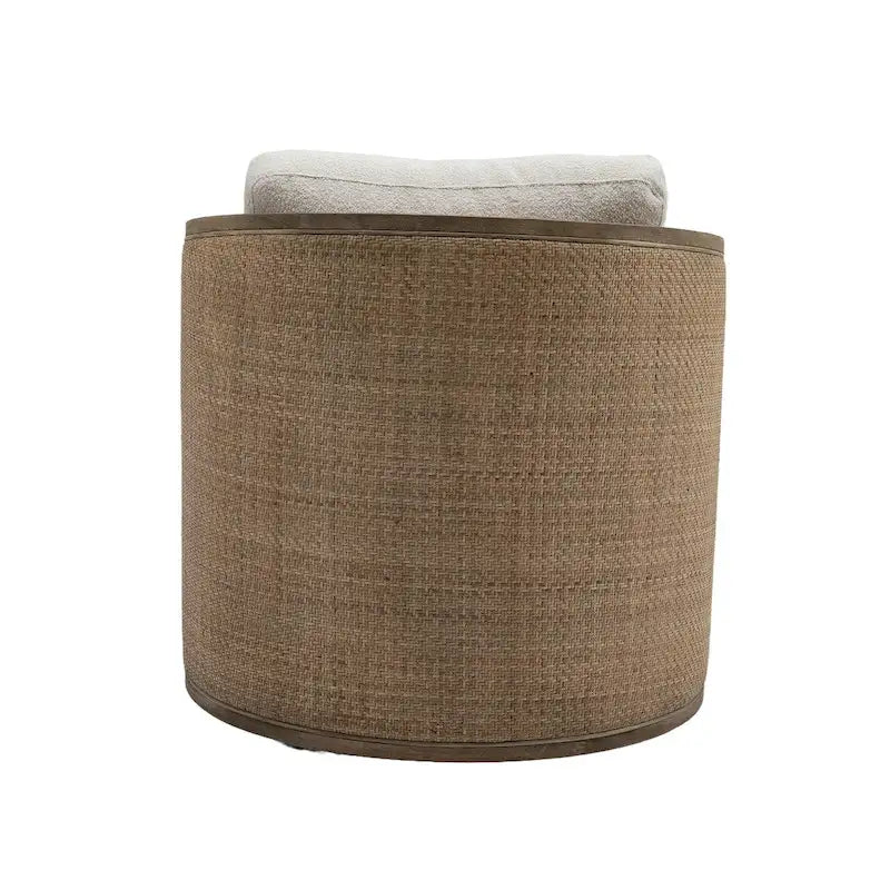 Swivel Barrel Chair, Comfy Round Accent Chair, 360 Degree Swivel Barrel Club Chair, Leisure Arm Chair with Rattan Woven Frame