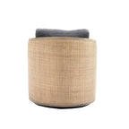 Swivel Barrel Chair, Comfy Round Accent Chair, 360 Degree Swivel Barrel Club Chair, Leisure Arm Chair with Rattan Woven Frame