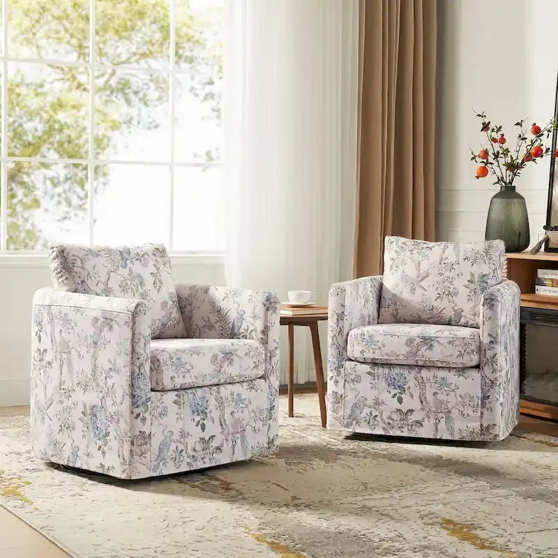 Erkenbald moderner Drehsessel mit abnehmbarem Bezug und herausnehmbarem Sitzkissen, Set aus 2 Stück, von HULALA HOME
