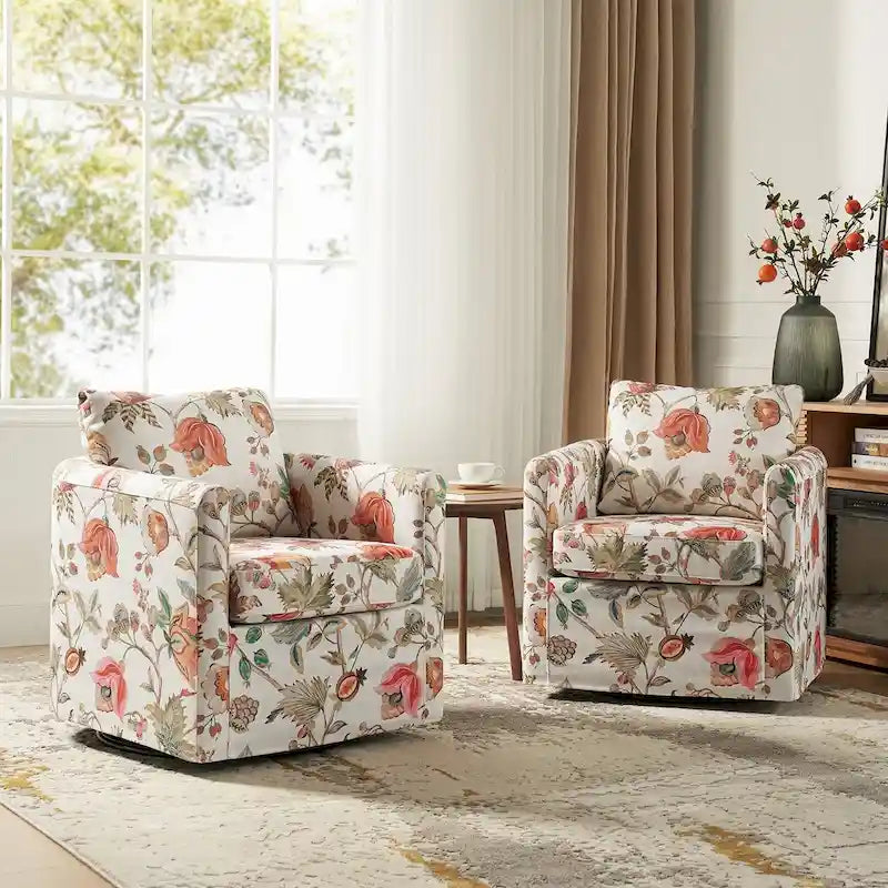 Juego de 2 sillones giratorios modernos Erkenbald con funda extraíble y cojín desmontable de HULALA HOME
