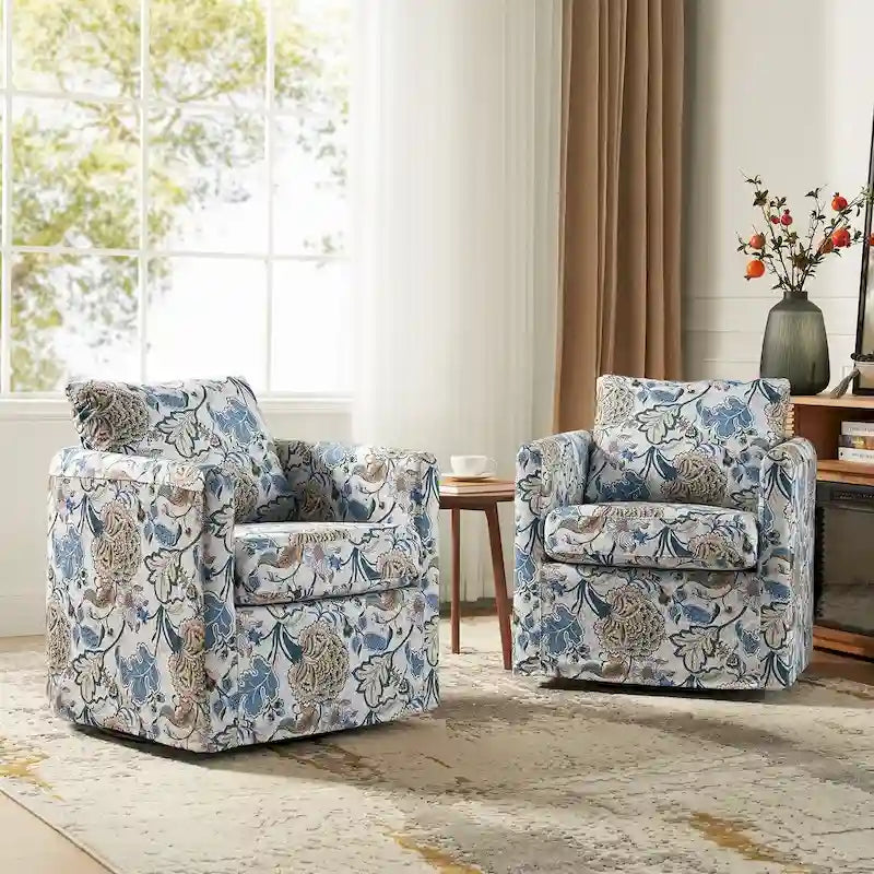 Juego de 2 sillones giratorios modernos Erkenbald con funda extraíble y cojín desmontable de HULALA HOME