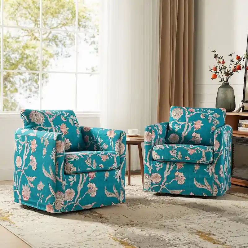 Juego de 2 sillones giratorios modernos Erkenbald con funda extraíble y cojín desmontable de HULALA HOME